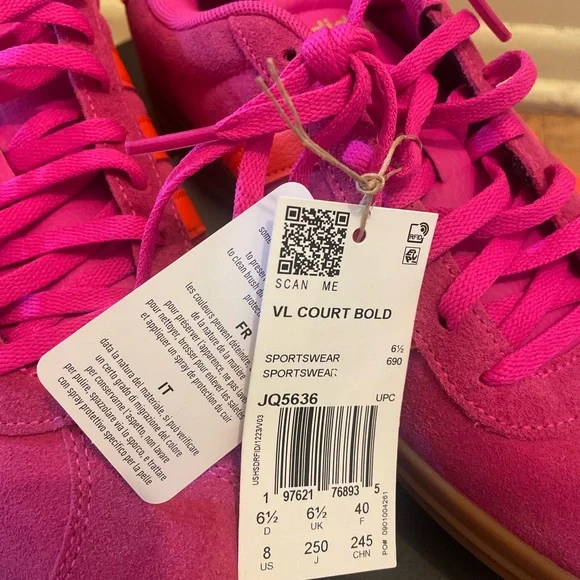 Adidas vl court bold pink platform women’s NWT sneakers - Picture 5 of 6